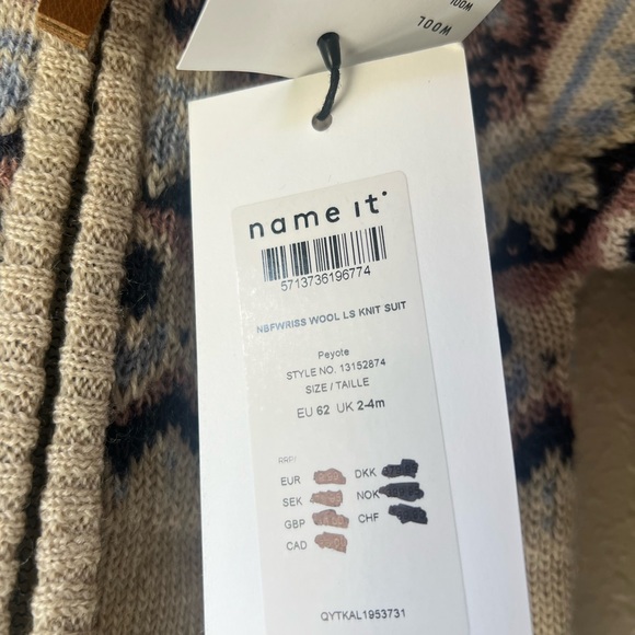 NWT Name It Charming wool fair isle print zip up baby one piece Sz 2-4 month - Picture 4 of 6